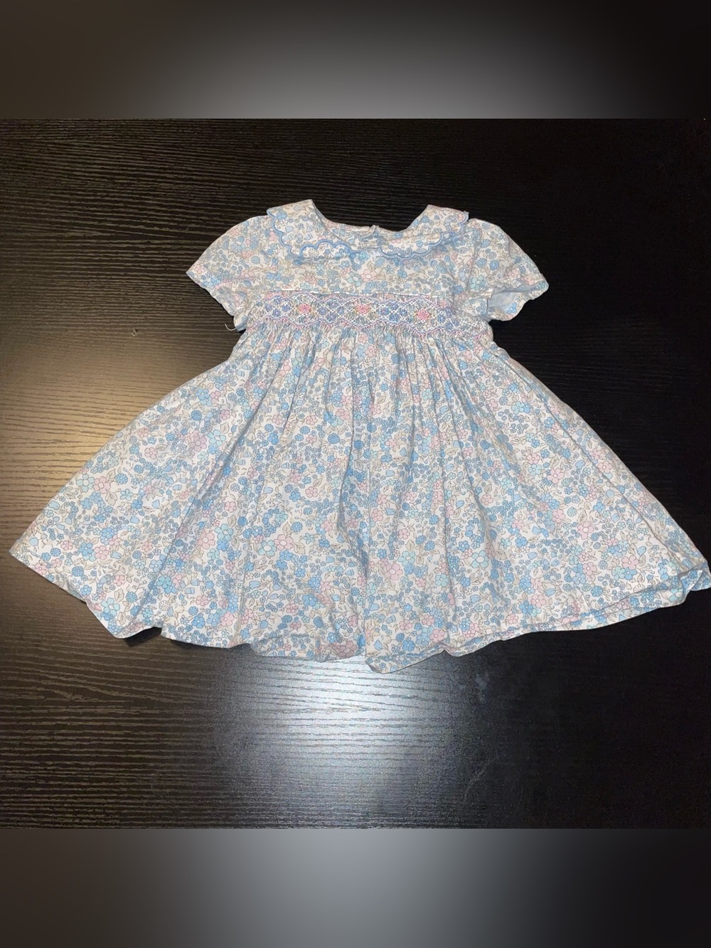 Edgehill Collection Light Blue Floral Smocked Dress